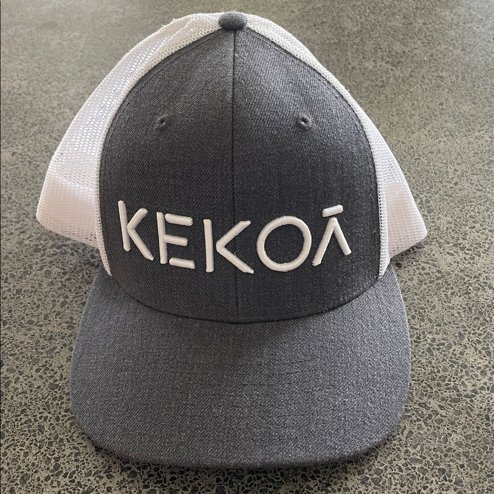 Gray and White Mesh Trucker Hat